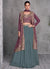 Wine And Teal Embroidered Jacket Style Lehenga Choli