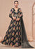 Black Floral Print And Handwork Embroidery Anarkali Style Gown