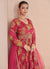 Rani Pink Floral Print And Handwork Embroidery Anarkali Style Gown