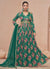 Rama Green Floral Print And Handwork Embroidery Anarkali Style Gown