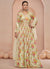Off White Floral Print And Handwork Embroidery Anarkali Style Gown