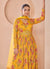 Yellow Floral Print And Handwork Embroidery Anarkali Style Gown