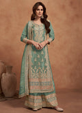 Green Multi Embroidered Wedding Palazzo Suit