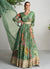 Green Floral Printed Handwork Embroidered Anarkali Gown