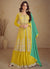 Yellow And Turquoise Traditional Embroidered Wedding AnarkaliLehenga