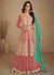 Peach And Green Traditional Embroidered Wedding AnarkaliLehenga