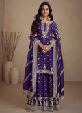 Purple Embroidery Designer Sharara Suit