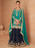 Turquoise And Blue Embroidered Wedding Lehenga Kurti