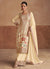 Beige Multicoloured Embroidery Festive Palazzo Suit