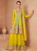 Lemon Yellow Multi Embroidery Sharara Style Suit