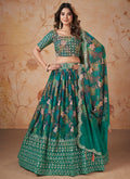 Peacock Green Sequence Embroidery Georgette Lehenga Choli