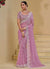 Light Pink Multi Embroidery Festive Silk Saree