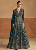 Teal Green Traditional Embroidery Festive Anarkali Gown