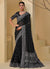 Black Silver Embroidery Festive Silk Saree