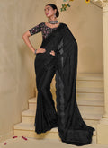 Black Multi Embroidery Festive Silk Saree