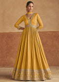 Yellow Embroidered Silk Anarkali Suit