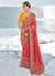 Red And Yellow Embroidered Georgette Saree