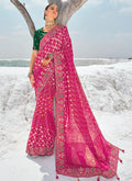 Rani Pink And Green Embroidered Patola Georgette Saree