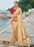 Beige Red Designer Handwork Embroidery Wedding Saree