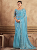 Sky Blue Sequence  Wedding Silk Saree