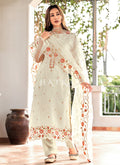 White Floral Embroidered Pakistani Suit