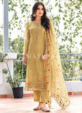 Yellow Floral Embroidered Pakistani Suit