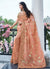 Soft Peach Multi Embroidery Tissue Silk Saree