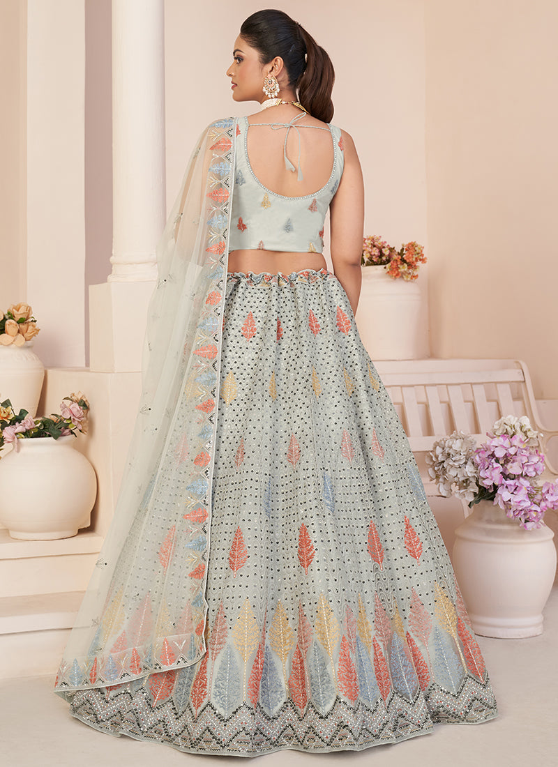 Buy Diwali Lehengas - Sage Green Sequence Embroidery Festive Lehenga Choli