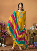 Yellow Multi Embroidery Traditional Pant Style Suit