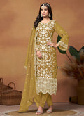 Yellow Thread And Sequence  Embroidery Pant Style Salwar Suit