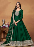 Dark Green Embroidered Wedding Wear Anarkali Suit