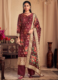 Maroon Printed Viscose Jacquard Salwar Kameez