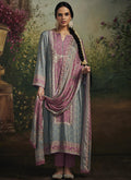 Grey And Pink Chikankari Embroidery Salwar Kameez Suit