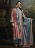 Pink And Blue Chikankari Embroidery Salwar Kameez Suit