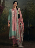 Teal And Pink Chikankari Embroidery Salwar Kameez Suit