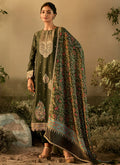 Olive Green Banarasi Salwar Kameez Suit