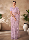 Lavender Sequence Embroidery Party Wear Saree