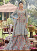 Light Grey Traditional Embroidery Lehenga Kurti