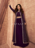 Deep Purple Sequence Embroidered Lehenga Choli And Jacket