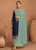 Blue Embroidery Silk Salwar Kameez