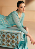 Sky Blue Silk Anarkali Suit In Usa Canada