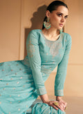 Sky Blue Silk Traditional Embroidery Wedding Anarkali Suit In Usa