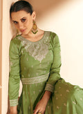 Green Silk Traditional Anarkali Suit In Usa