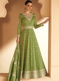 Green Silk Traditional Embroidery Wedding Anarkali Suit