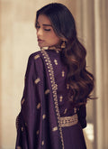 Deep Purple Embroidered Designer Anarkali Suit In USA