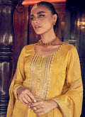 Yellow Embroidery Designer Silk Pant Style Suit In USA