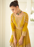 Yellow And Green Anarkali Gharara Suit In USA