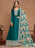 Turquoise Embroidery Silk Anarkali Suit