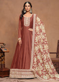 Light Brown Embroidery Silk Anarkali Suit