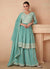 Teal Blue Sequence Embroidery Wedding Gharara Suit